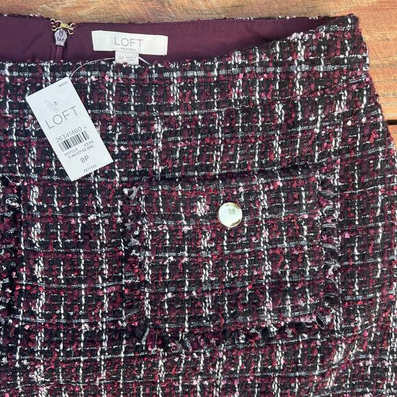 NWT Ann Taylor Loft 8P Mini Skirt | Purple Tweed Boucle Preppy Coquette Sparkle - Picture 10 of 16